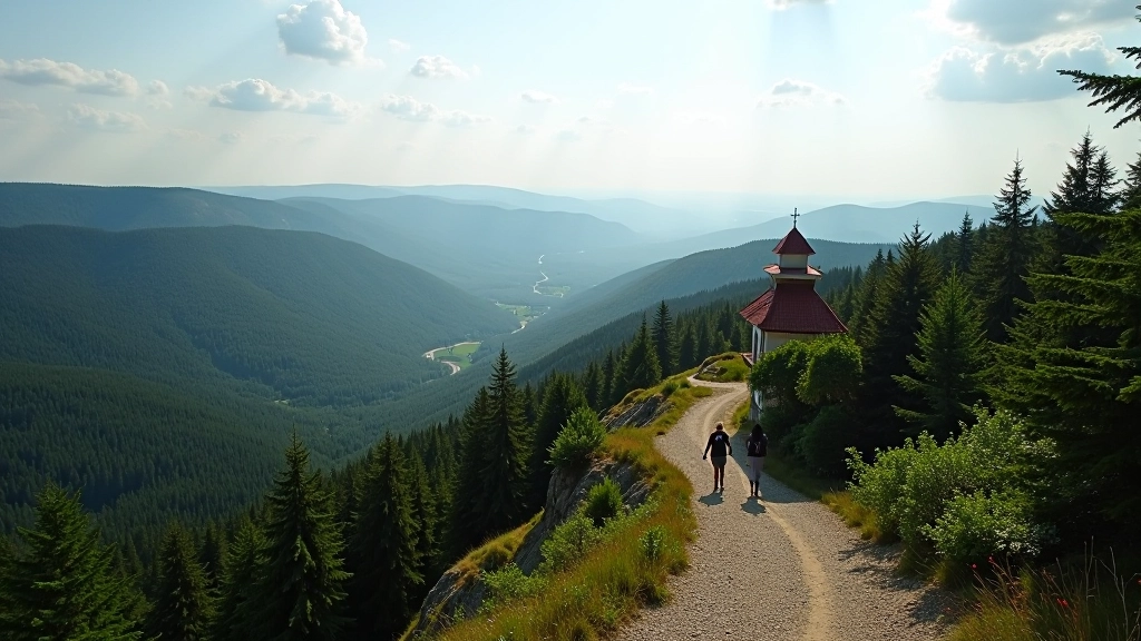 Telšiai panoramic ridge trail offering expansive views across multiple forested valleys